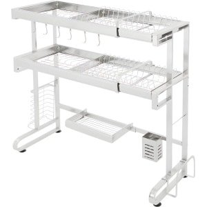 2-lagen Aanrecht afdruiprek - Droogrek - Keuken accessoire - Voor boven de gootsteen in de keuken - Roestvrij staal