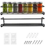 2 stuks Kruiden Organizer - Kruidenrek Ophangbaar - Keukenrekken - met zelfklevende haken en schroeven - Spice Rack - Keuken Accessoires - Zwart