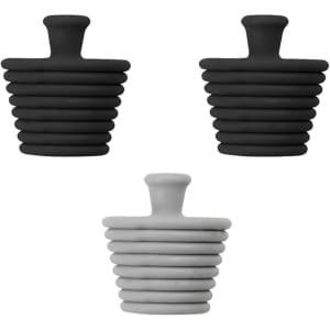 3 Stuks - Gootsteenstop - Afvoerstop - Siliconen - 4,5*4,5*2,9 cm - Zwart, Grijs - Badstop - Afvoerpluggen - Badkuip Accessoires - Voor gootsteen, badkuip, afvoer, keuken - Universele afvoerplug