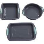 3-delige silicone bakvorm set voor groot capaciteit bakken van cake en brood in verschillende vormen, anti-aanbaklaag - ideaal voor thuis bakken - keuken accessoires.