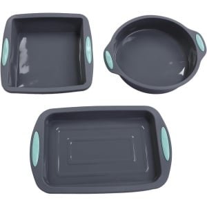 3-delige silicone bakvorm set voor groot capaciteit bakken van cake en brood in verschillende vormen, anti-aanbaklaag - ideaal voor thuis bakken - keuken accessoires.