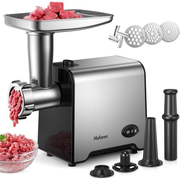 3-in-1 elektrische vleesmolen - Vleesmachine met worstvuller en slijpplaten voor keuken en thuisgebruik