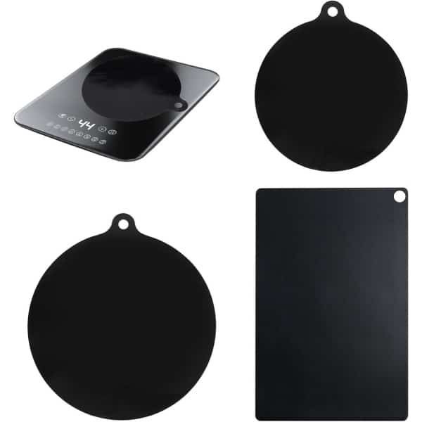 3 stuks herbruikbare beschermmatten voor inductiekookplaat - set van 3 maten - zwart - bescherming van inductiekookplaatoppervlakken - keuken accessoire met anti-slip functie