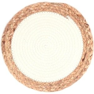 30,5 cm diameter geweven katoenen tafelkleed set van 2 - warmte-isolatie pad pothouder onderzetter - keuken accessoires - romig wit