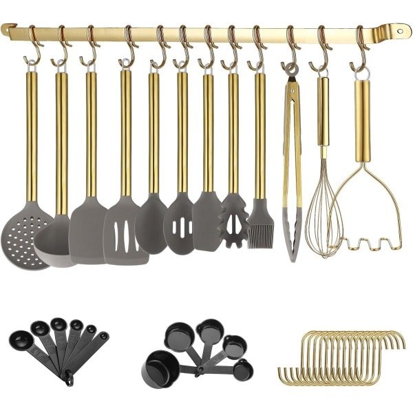 38-delige Gouden Keukengerei Set - Anti-Aanbak Spatels, Lepels en Gadgets - Vaatwasmachinebestendig