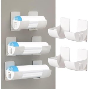 4 Pcs Wandgemonteerde Afvalzak Houder - Wandgemonteerde Afvalzak Dispenser Organizer - Afvalzak Organizer voor Keuken - Opslag en Organisatie - Keuken Accessoires - Opslagsysteem (Wit)