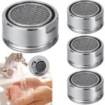 4 stuks Waterbesparende kraanbeluchter - vervangbaar filter met schroefdraad - spatwaterdichte keukenkraan - accessoire voor badkamerkraan - 2,4*2,4*1,2 cm - waterbesparend filter voor keuken- en badkamerkranen - zilver