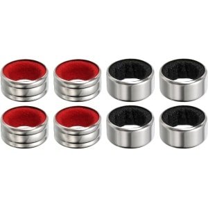 8 stuks wijnfleskragen - roestvrij staal en fluwelen vilten fles druppelring - anti-overloop wijndruppelvanger accessoires voor keuken, bar, feest en drank - zwart/rood (glanzend en flanel)