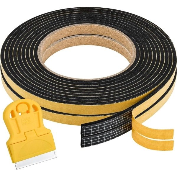 Afdichtingstape voor spoelbakken - Set van 2 stuks - Waterdichte montageband - 9 mm x 3 mm x 33 m - Inclusief kleine schraper - Zelfklevend - Ideaal voor spoelbakken - Keuken accessoires