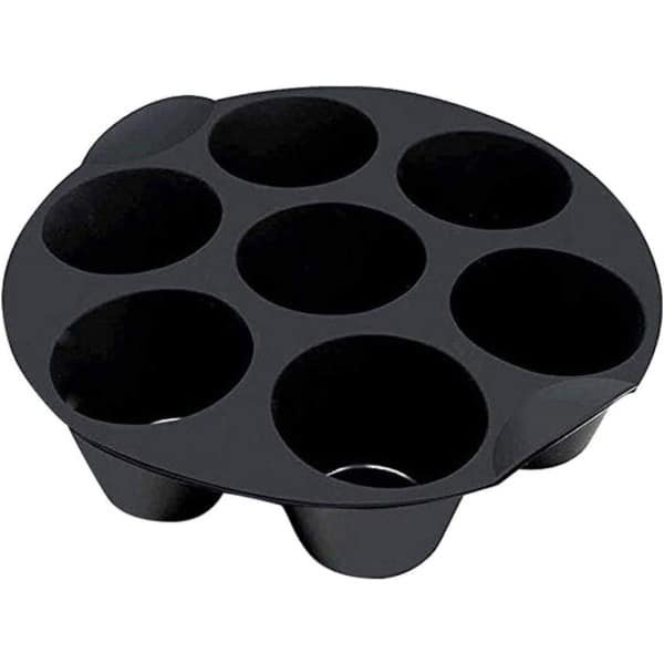 All4You - Luchtfriteuse - Siliconen Muffinvorm - 7 Verdiepingen - Ronde Taartaccessoires - Keuken - Bakken - Geschikt Voor Airfryer - Zwart - Accessoires.