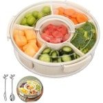 Allecto plus - Snackbox met vakken, deksel en handgreep voor keuken, feest, reizen en picknick, 360° draaibaar - Handige opbergbox voor snacks & snacks, diversen - Picknick accessoire met meerdere compartimenten.