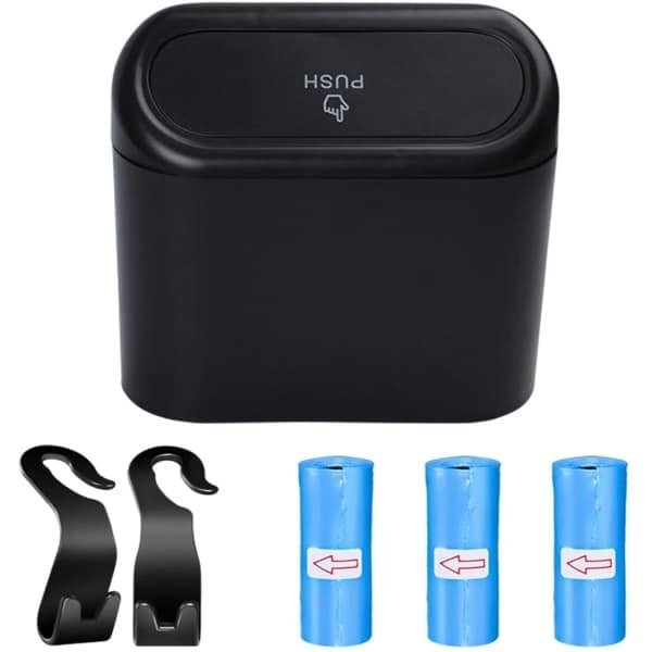 Auto vuilnisemmer - auto-afvalemmer met deksel - vuilnisemmer met 45 vuilniszakken - 2 hoofdsteunhaken - voor familie - kantoor - keuken - voorstoel - accessoires