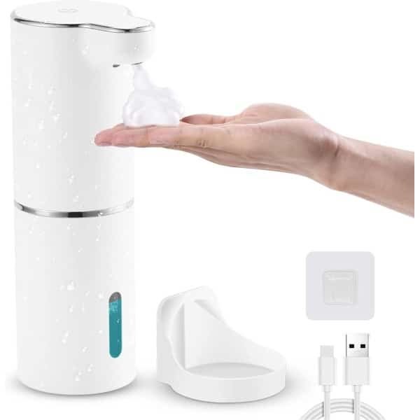 Automatische Handzeepdispenser Wandmontage Elektrische Schuimzeepdispenser Set USB-Opladen Infrarood Bewegingssensor Keuken Badkamer Wit