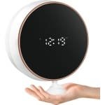 Automatische handdesinfectiedispenser met schuim voor de badkamer: wandgemonteerde, oplaadbare, contactloze, verstelbare, automatische, slimme, elektrische, witte plastic handdesinfectiedispenser met schuim en klok - Keuken - .