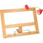 Bamboe houten kookboekhouder 32 cm met LED leeslampje rood - Handige keuken accessoires