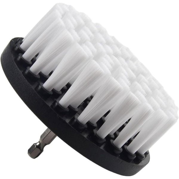 Boorborstel voor elektrische reiniging met zachte witte haren - ideaal voor auto, keuken en meer - effectief op tapijten, bekleding en leer