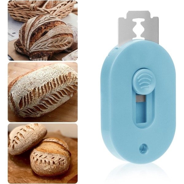 Broodlame - Broodsnijder - Ambachtelijk - Ergonomische handgreep - Deegscore - Zuurdesem - Brood bakken - Blauw - Geschikt voor Brooddeeg - Accessoires voor zelfgebakken brood - Handig in de keuken - Push-Pull handgreep - 5 messen - Scorehulpmiddel.