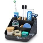 CHONLY Tandenborstelhouder Badkamerorganizer Verwijderbare antislip elektrische tandenborstelopslag met 6 sleuven voor badkamer, keuken en gezin