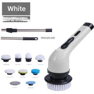 Cuhostki - 1 Stuk - Draadloze Elektrische Schoonmaakborstel - Roterende Multi - Borstel Elektrische Doucheborstel - Polijstmachine - Elektrische Schrobber - Schrobborstel - Zwart - Pro Versie - Voor Badkamer Of Keuken - Met Steel - Met Veelzijdige O