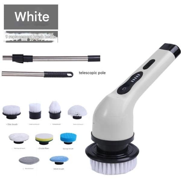 Cuhostki - 1 Stuk - Draadloze Elektrische Schoonmaakborstel - Roterende Multi - Borstel Elektrische Doucheborstel - Polijstmachine - Elektrische Schrobber - Schrobborstel - Zwart - Pro Versie - Voor Badkamer Of Keuken - Met Steel - Met Veelzijdige O