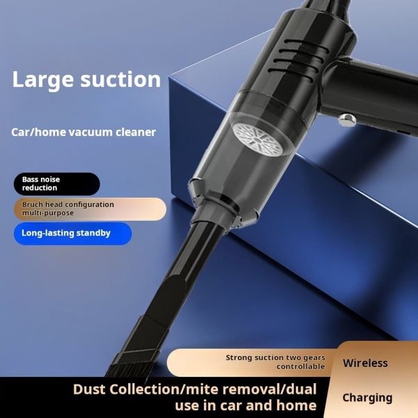 Draagbare mini-handstofzuiger voor in de auto - Krachtige draadloze stofzuiger - Lichtgewicht - Gemakkelijk vast te houden - Elektrische luchtblazer, kleine stofzuiger voor thuis, keuken, cadeau - zwart