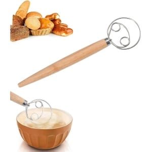 E-Ambar - Roestvrij stalen garde met meelschraper voor het maken van brood - keuken mixer accessoire