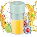 Elektrische Draagbare Smoothiemixer met USB, 340 Ml Capaciteit, Oplaadbaar, 6 Messen, Thuis, Keuken, Kantoor, Reizen, Buitensporten - Groen