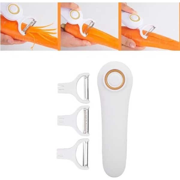 Elektrische Fruit- en Groenteschiller met Roestvrijstalen Mesjes, Handmatig te Bedienen - Ideaal voor Keuken, Appels, Wortels, Aardappels