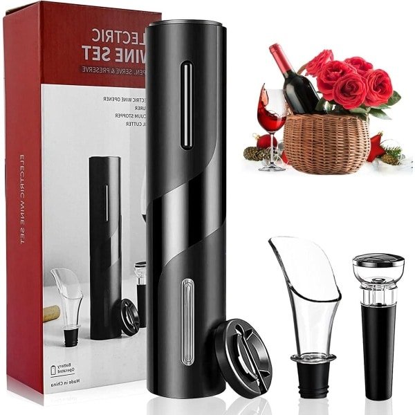 Elektrische Kurkentrekkerset 4-in-1 Professionele Flesopener - Automatische Kurkentrekker - Batterijen - Snijder - Vacuümstop - Keuken - Bar kurkentrekker wijn