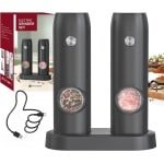 Elektrische Pepermolen Set - USB Oplaadbaar met Instelbare Grofheid en Keramische Molen voor Thuis en Keuken