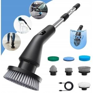 Elektrische Schrobber - Elektrische Schoonmaakborstel - 37W Draadloze Handschrobber - 2 Snelheden & IPX7 Waterdicht - 2000mAh Oplaadbaar - Met Verstelbare Steel & Accessoires - Voor Badkamer, Keuken & Auto