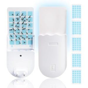 Elektrische Vliegenvanger - Vliegenvanger Plakstrips met 5 Stuks - Fruitvliegenval voor Binnen - Geluidsloos en Chemisch Vrij voor Kinderkamer Keuken Slaapkamer