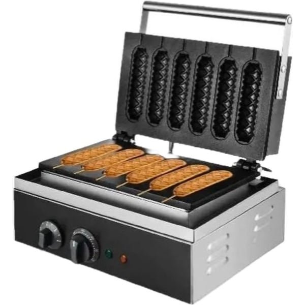 Elektrische Wafel Worst Maker - Corndog - Non-stick - Lolly Stok Muffin - Krokante Franse Maïs Hot Dog Machine - Keuken - Huishoudapparatuur - 1500W - 220V - Zwart