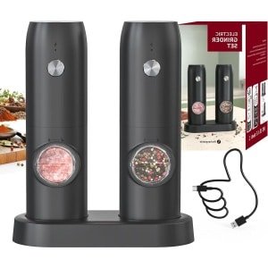 Elektrische pepermolen - USB-oplaadbaar - zout en peper set - keramische maalsysteem - instelbare grofheid - automatische molen voor thuis keuken.