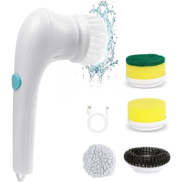 Elektrische reinigingsborstel, multifunctionele handborstel, draagbare borstel, keuken- en schoenenwasborstel voor thuisgebruik, reinigingsborstel, vervangbare borstelkop