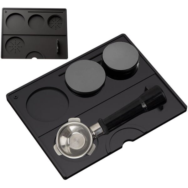 Espresso-tampermat van siliconen - Antislip-tampermat met meerdere houders en inkepingen, Barista-accessoire voor portafilters, beschermt het werkoppervlak - Perfect voor thuis, keuken en café