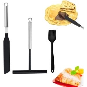 Famanu - Crêpe Hark Beslagverdeler Set, 3 stuks pannenkoekenverdelers voor crêpes en galettes, spreider accessoires voor keuken en bakplaat, gelijkmatige verdeling
