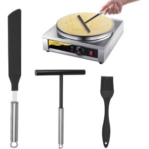 Famanu - Pannenkoekenverdeler en Spatel Set RVS, 3 stuks T-vorm deegverdeler met spatels, accessoires voor thuis keuken bakken en koken
