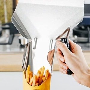 Friet Trechter Scoop met Flexibel Handvat voor Chips en Popcorn - RVS Bagger voor Multifunctioneel Gebruik - Keuken Accessoire met Bakeliet Handvat