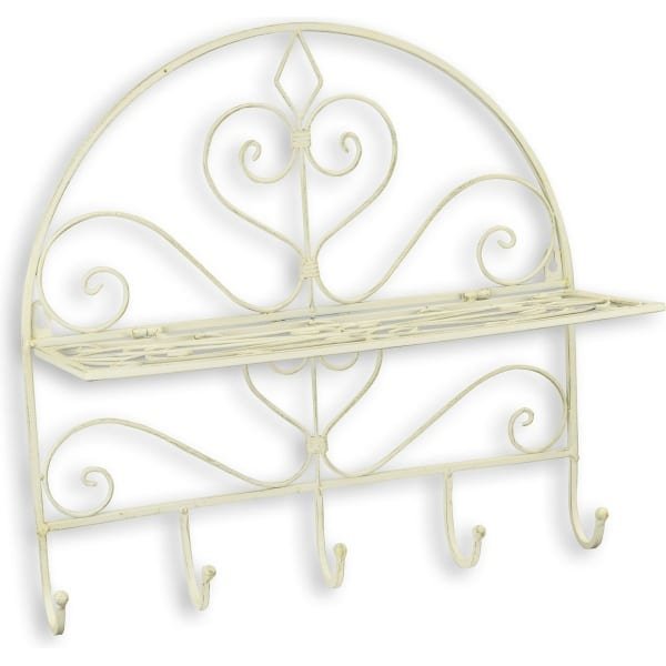 Gietijzer Wandplank met Haakjes, Vouwbaar en Compact, Ideaal voor Keuken, Woonkamer of Gang - Duurzaam en Praktisch Interieur Accessoire