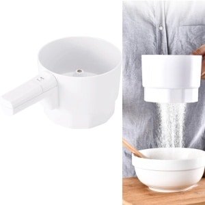 Handheld Batterij-aangedreven Mesh Shaker,Elektrische Meelzeef, Cup Vorm Poeder Shaker Zeef, Voor Keuken Koken Bakken Gebak Gereedschap(Wit)