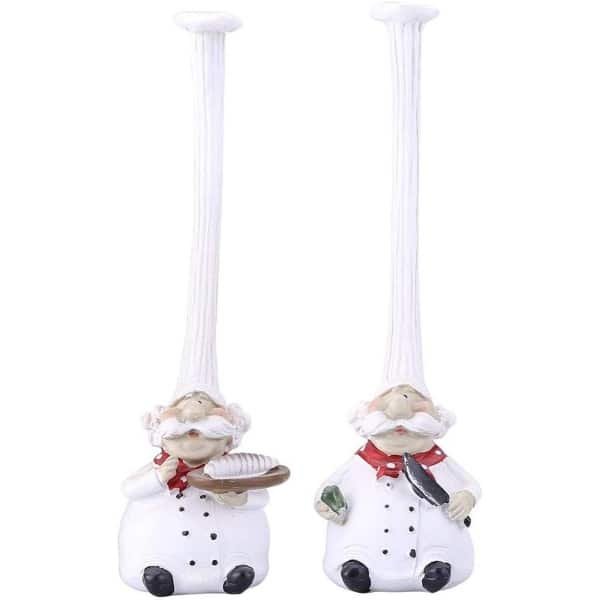 Hars chef-kok beeld decoratie voor thuis, restaurant, café - Creatief, schattig ornament met delicate accessoires - Vriendelijk, elegant design - Keuken decor - Miniature figurine - Decoratieve chef-koksculptuur