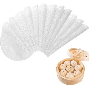 Herbruikbare Anti-aanbak Steamer Bakmat - Set van 12 Stuks - Ronde Siliconen Dempermat voor Gebak en Dim Sum - Keuken Stomer Accessoire