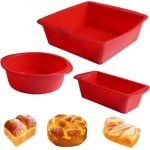 Herbruikbare Bakvormset, 3 stuks, Rechthoekig en Rond, Voor Gebak en Brood Bakken, Keuken Accessoires