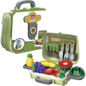High aspect Speelgoedkoffer Fruit met bestek - Keuken speelset - 25 accessoires