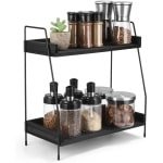 Houten 2-laags Koffiestation en Kruidenopbergdoos voor Thuis of Kantoor, Keuken Accessoires Organizer