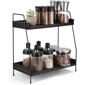 Houten 2-laags Koffiestation en Kruidenopbergdoos voor Thuis of Kantoor, Keuken Accessoires Organizer