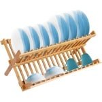 Houten Vouwbare Afwasrek - Dubbel Laags Keuken Accessoire - 2-Tier Vouwbaar Afwasrek - Keuken Organisator - 45.5 * 24.5cm Hol Ontwerp