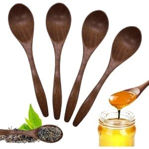 Houten lepels - keukengerei - handgemaakt - natuurlijke - honing - hout - 4 stuks - voor warme dranken - koffie en thee - keuken accessoires - geschikt voor roeren