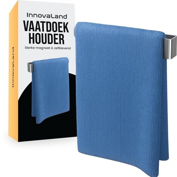 Innovaland - Vaatdoekhouder Magnetisch - Zilver- Aanrecht Organiser - Gootsteen Organiser - Keuken Accessoires - Keuken Organiser - Oganizer - Keuken Organizers Gootsteen - Magnetische Vaatdoekhouder - Gootsteenorganizers